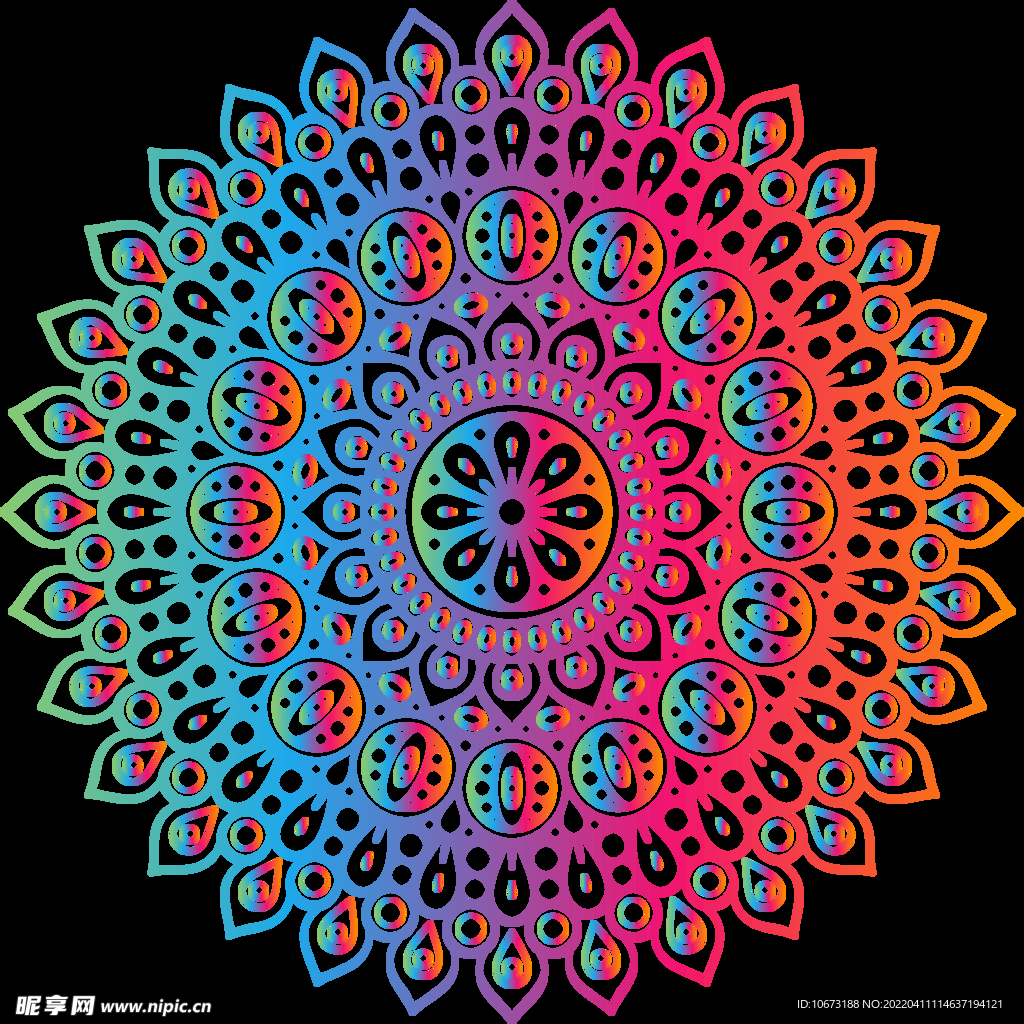 彩色复古花纹