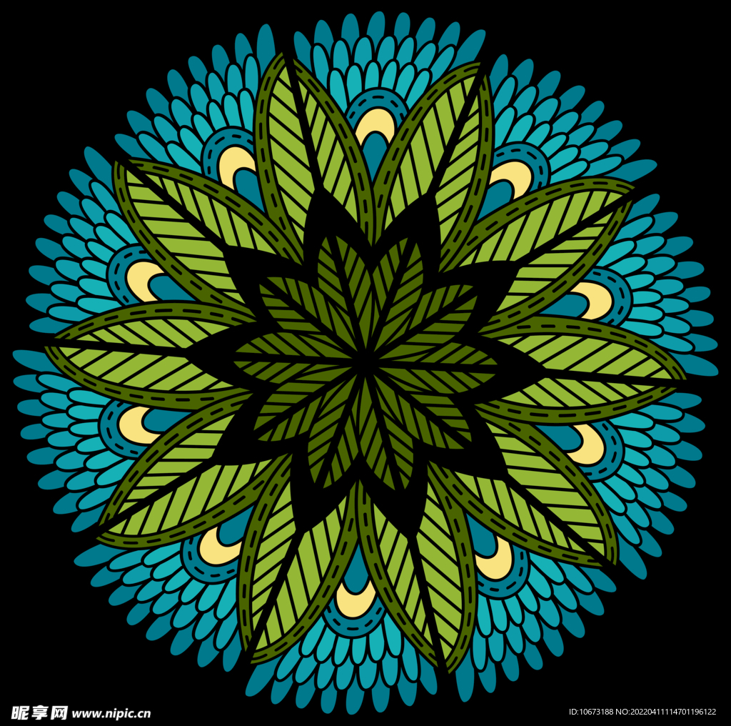 彩色复古花纹