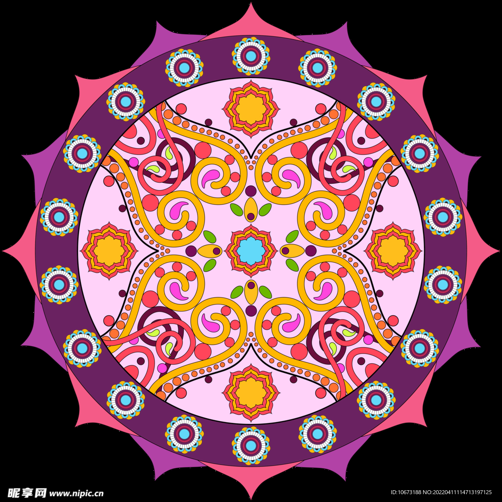 彩色复古花纹