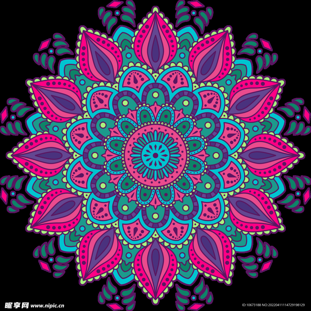 彩色复古花纹