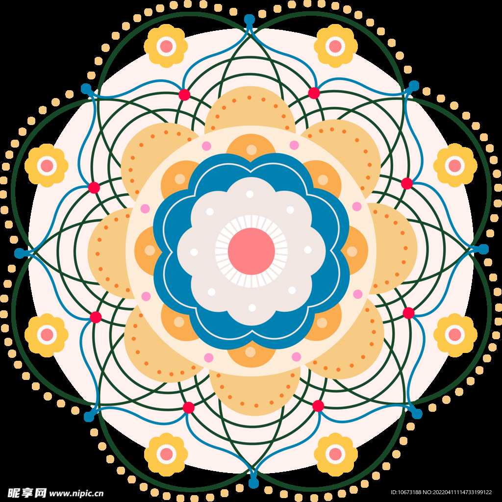 彩色复古花纹