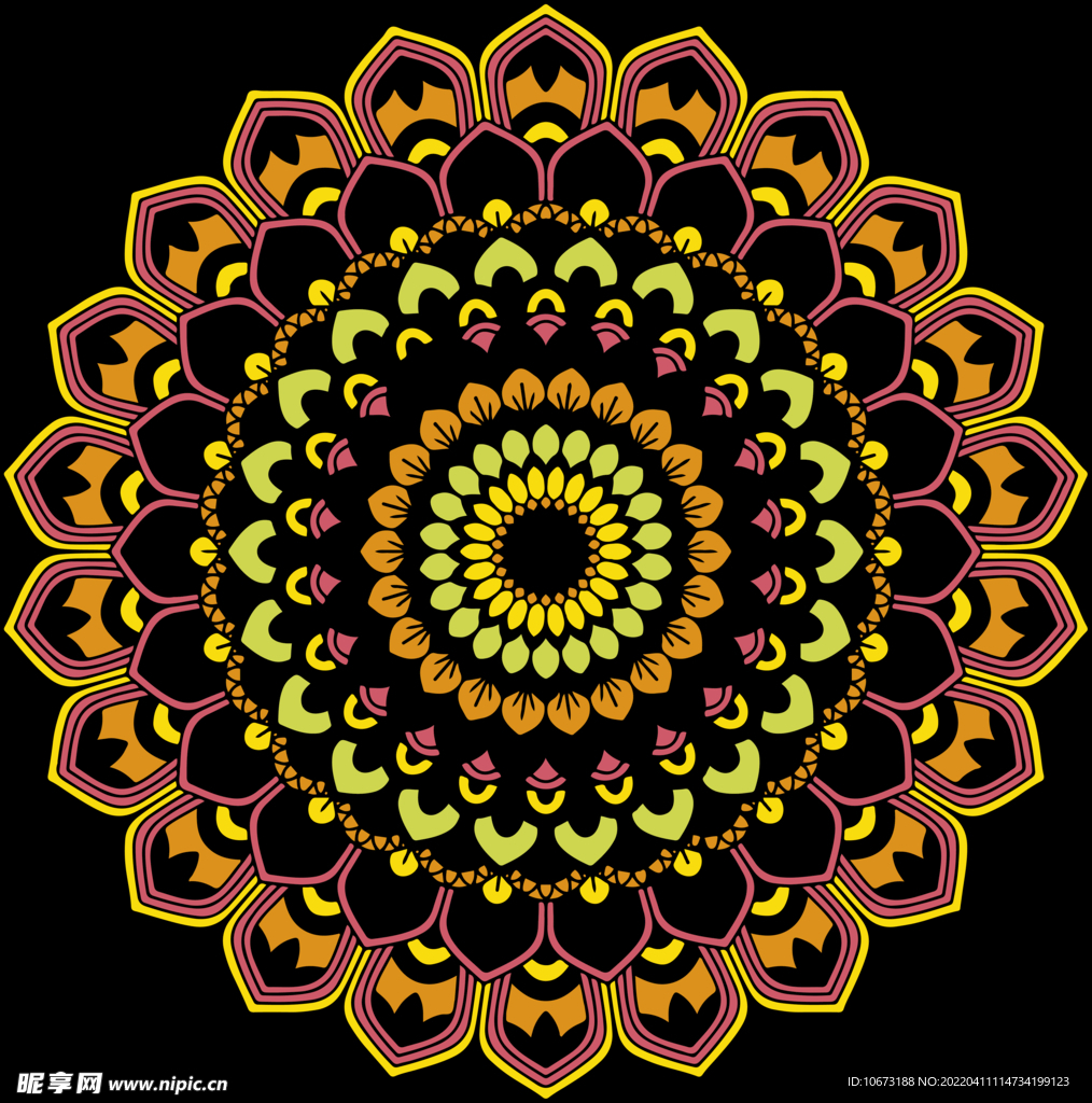 彩色复古花纹