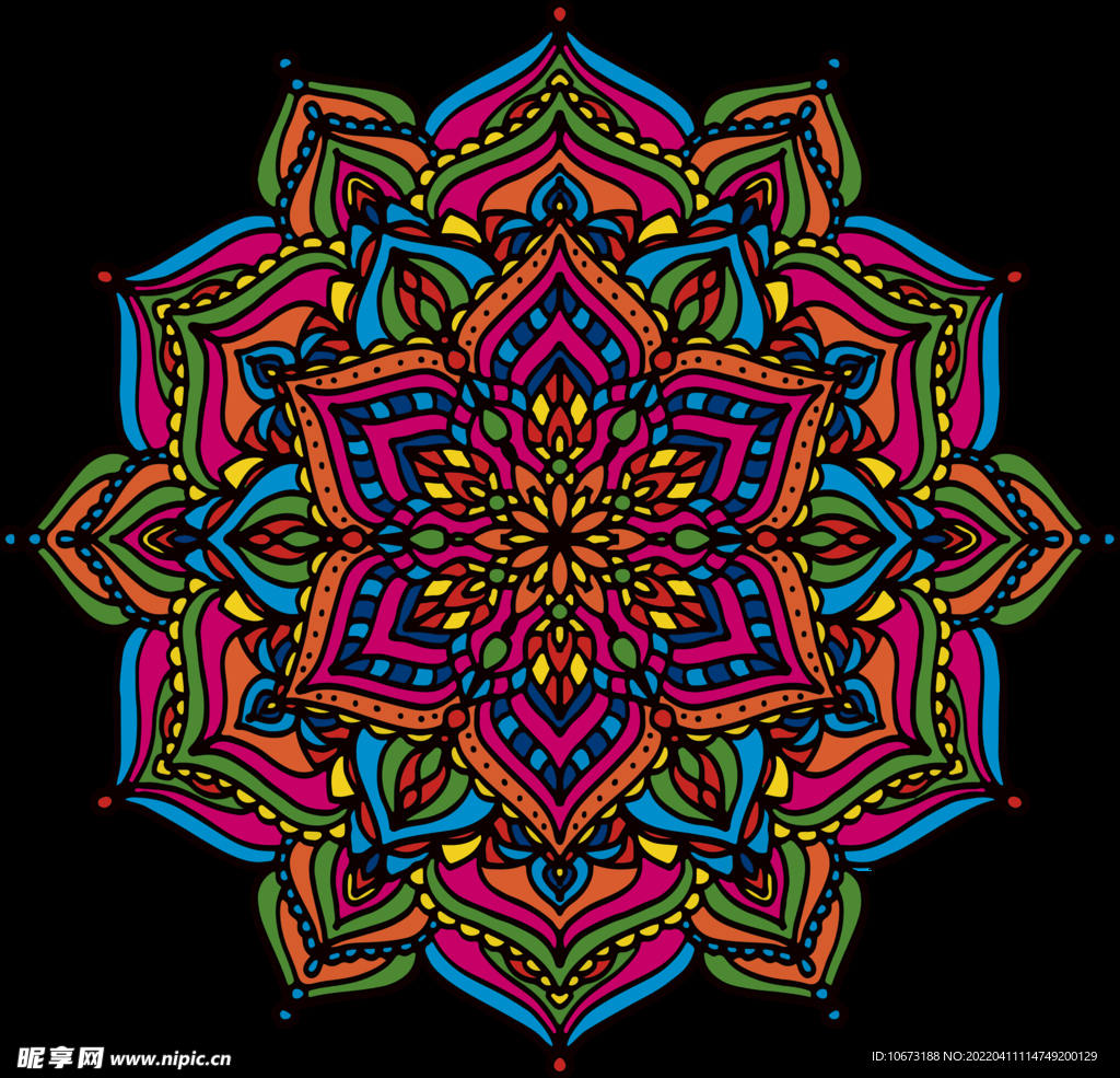 彩色复古花纹