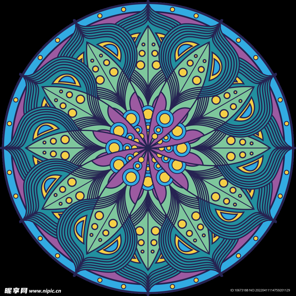 彩色复古花纹