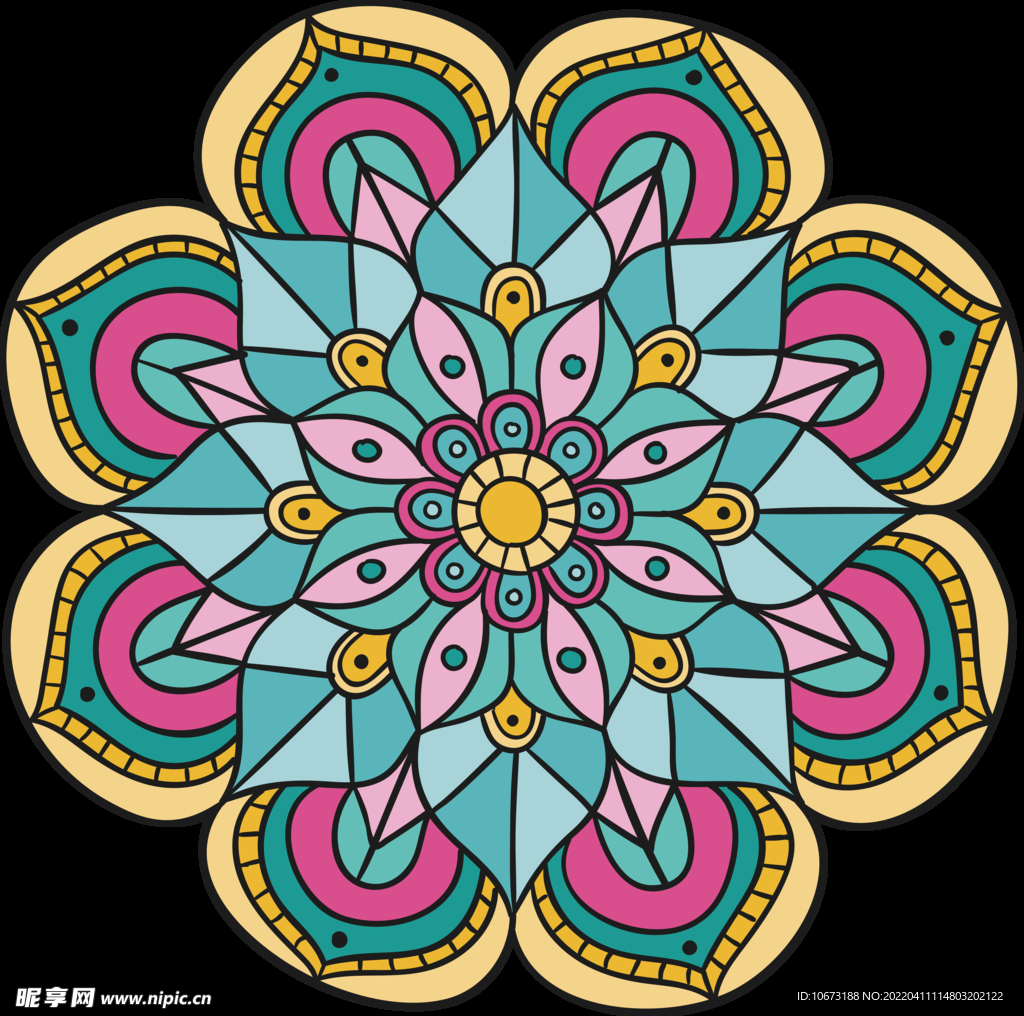 彩色复古花纹