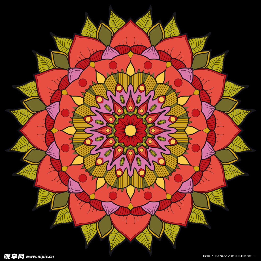 彩色复古花纹