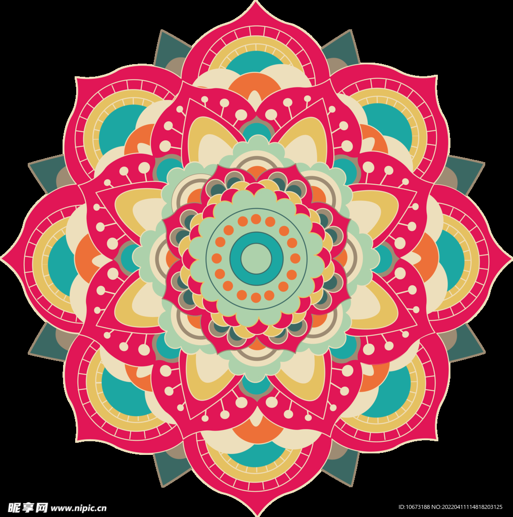 彩色复古花纹