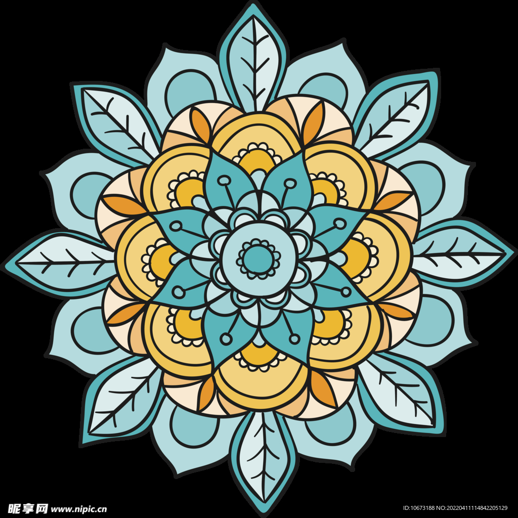 彩色复古花纹