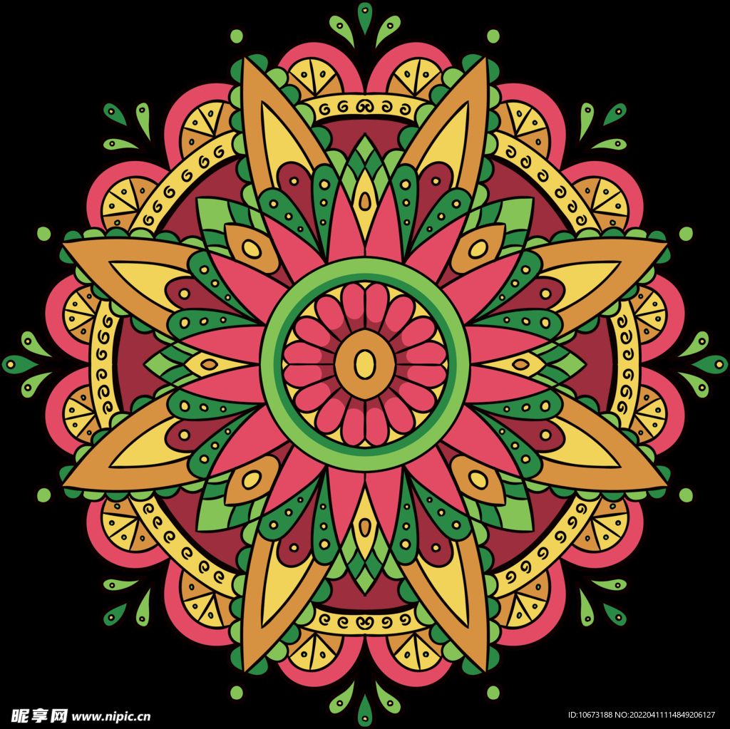 彩色复古花纹