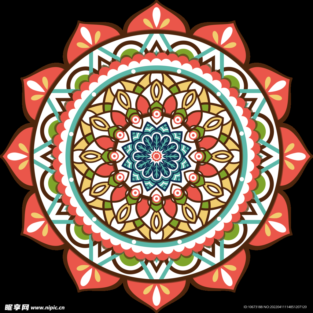 彩色复古花纹