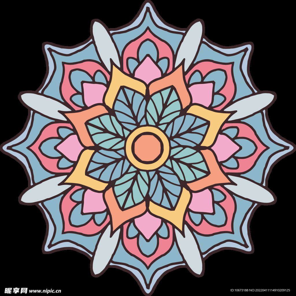 彩色复古花纹