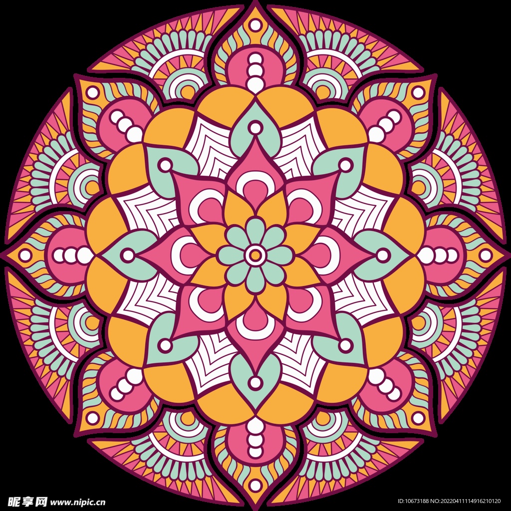 彩色复古花纹