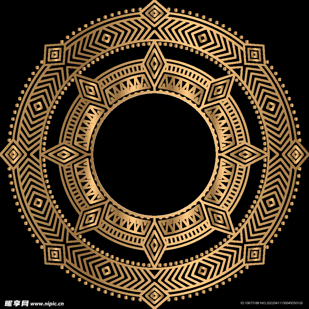 透明底免抠图金色复古花纹