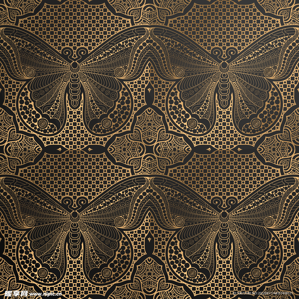 金色花纹黑底