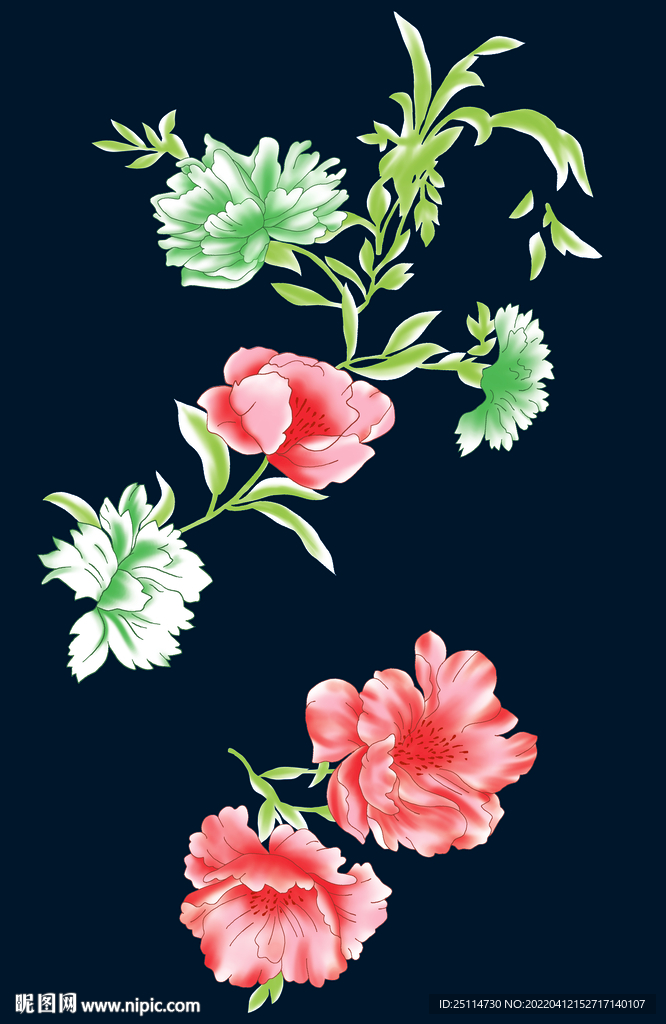 红色花朵叶子绿花