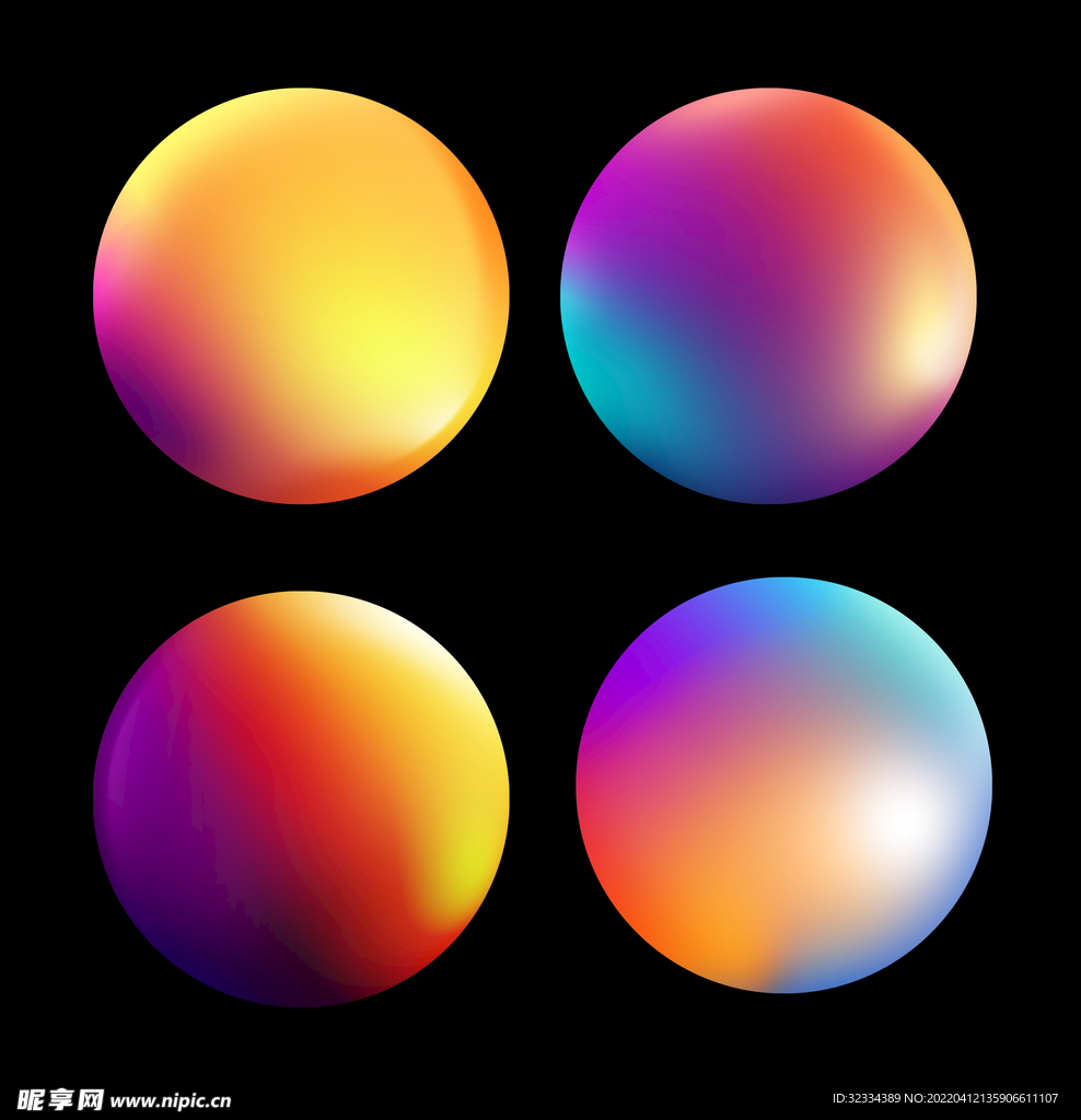彩色渐变3D球体PNG