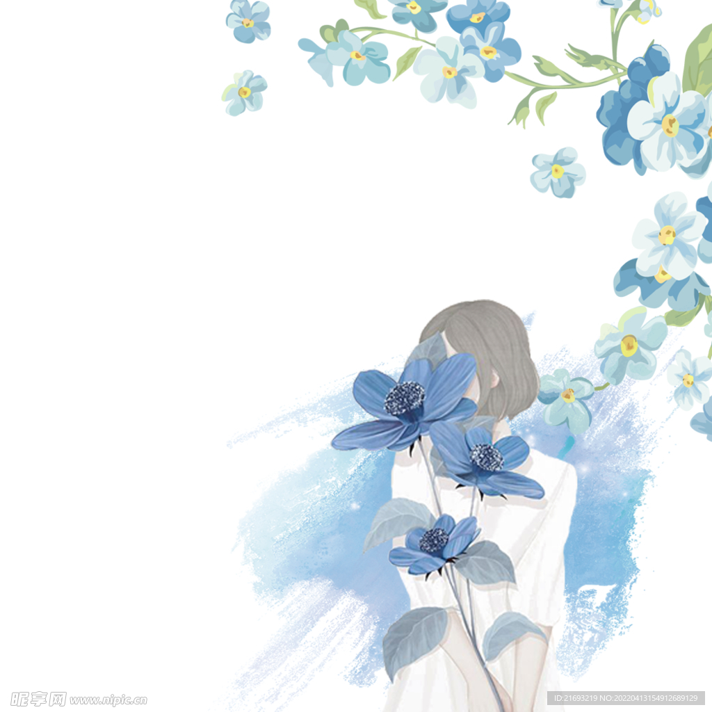 蓝色清新花