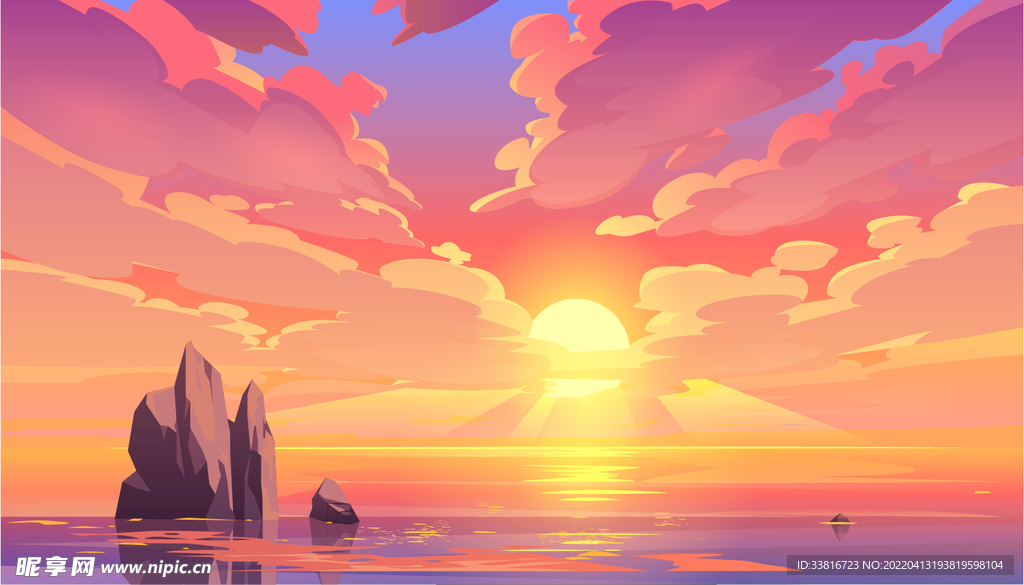 手绘风景插画