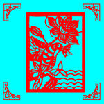 莲花与翠鸟剪纸