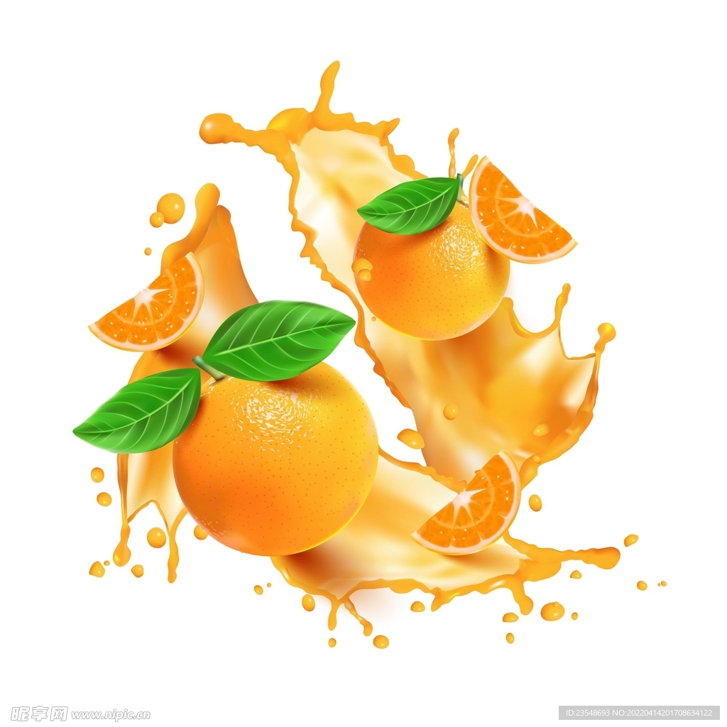 橙汁飞溅的橙子