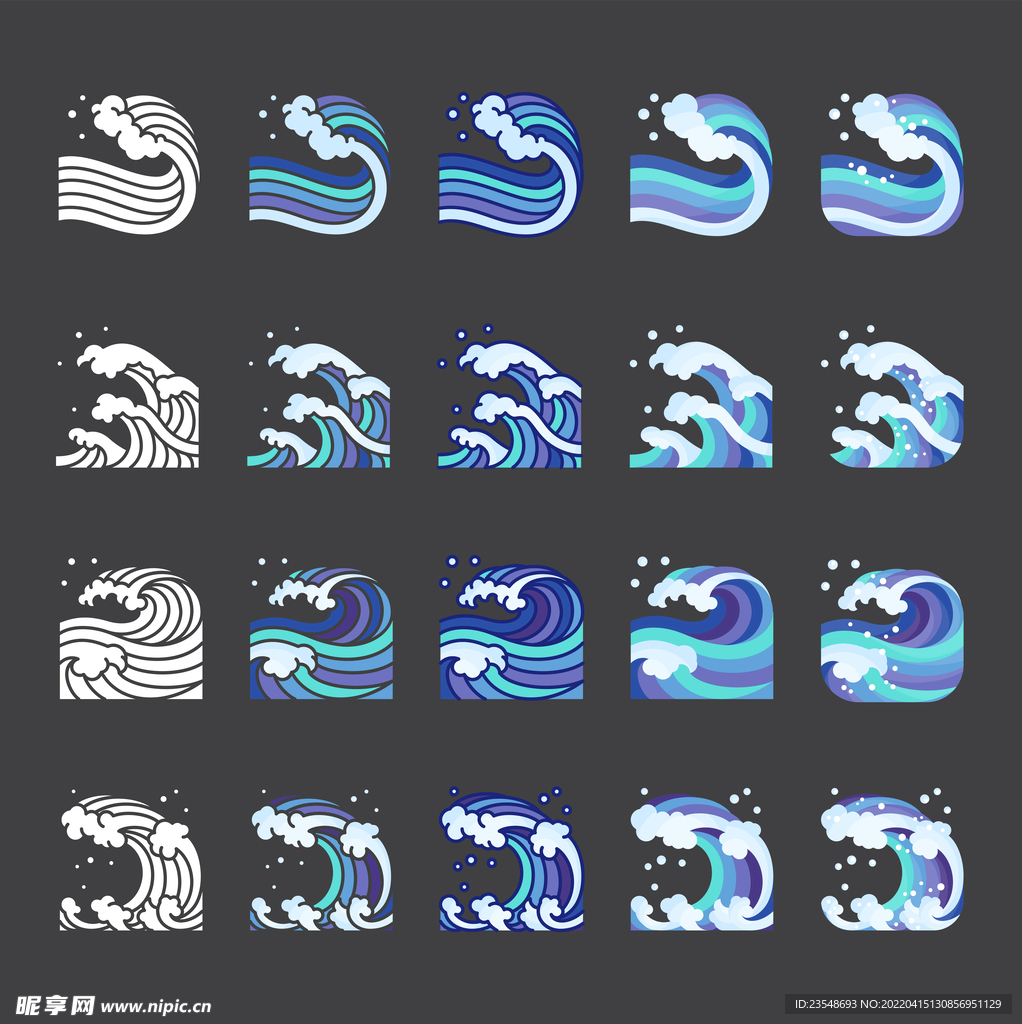 手绘海浪