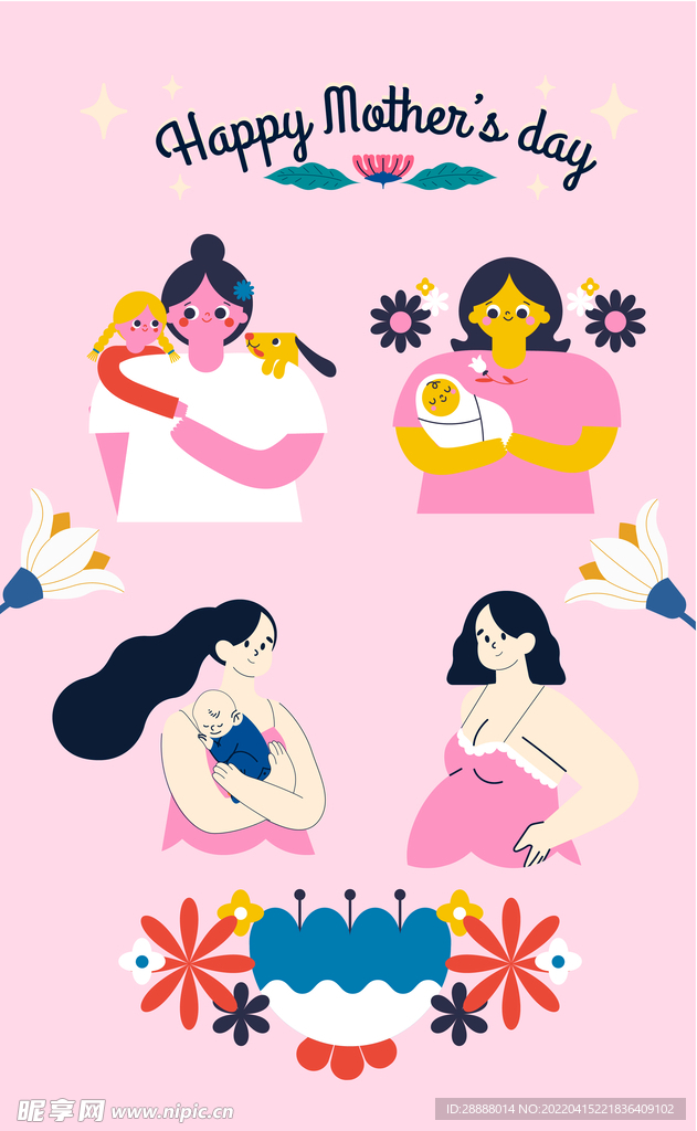 母亲节插画素材
