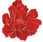 中国喜庆手绘红色牡丹花