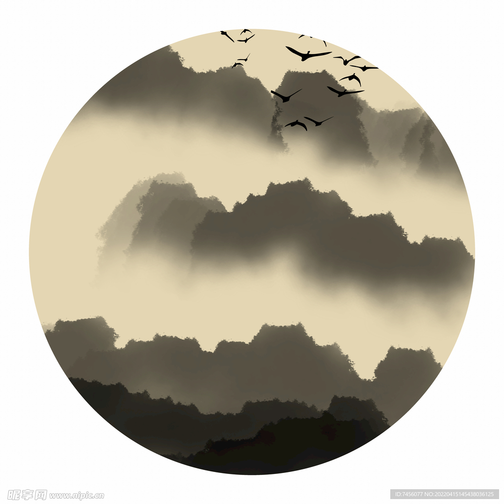 水墨山脉中式装饰画