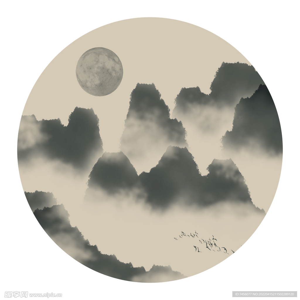 水墨山脉巍峨装饰画