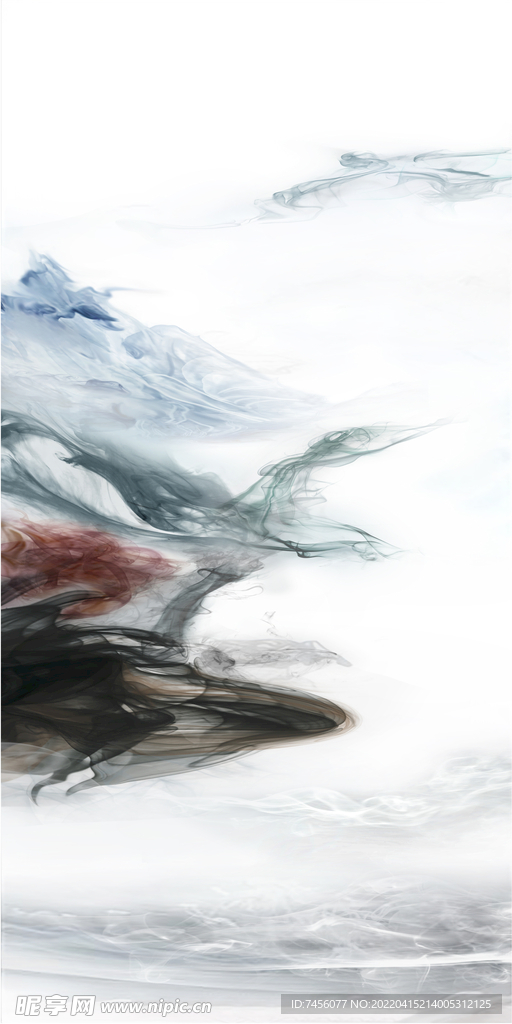 水墨山脉河流装饰画