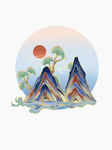 手绘国潮风山水元素