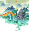 国潮山水立夏至大暑小暑元素