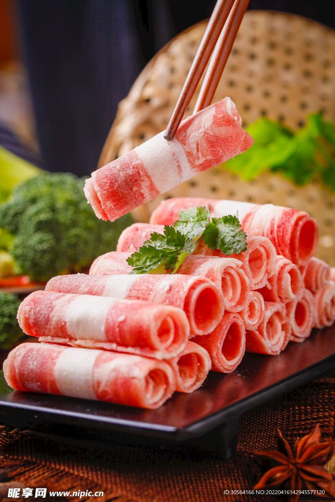 火锅羊肉卷食材