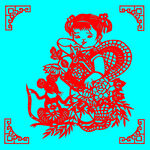 女孩与老鼠剪纸