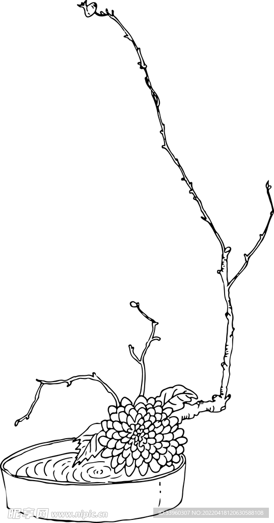 手绘插花矢量素材
