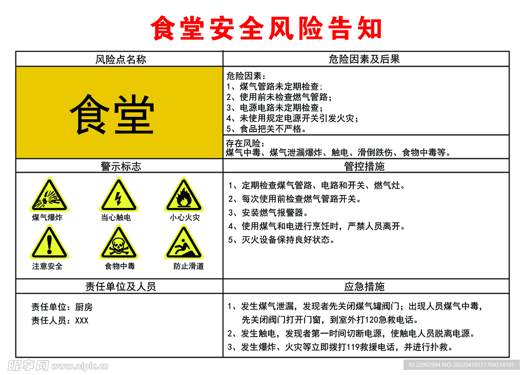 食堂安全风险告知