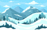 扁平雪山风景