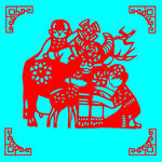 喂牛剪纸