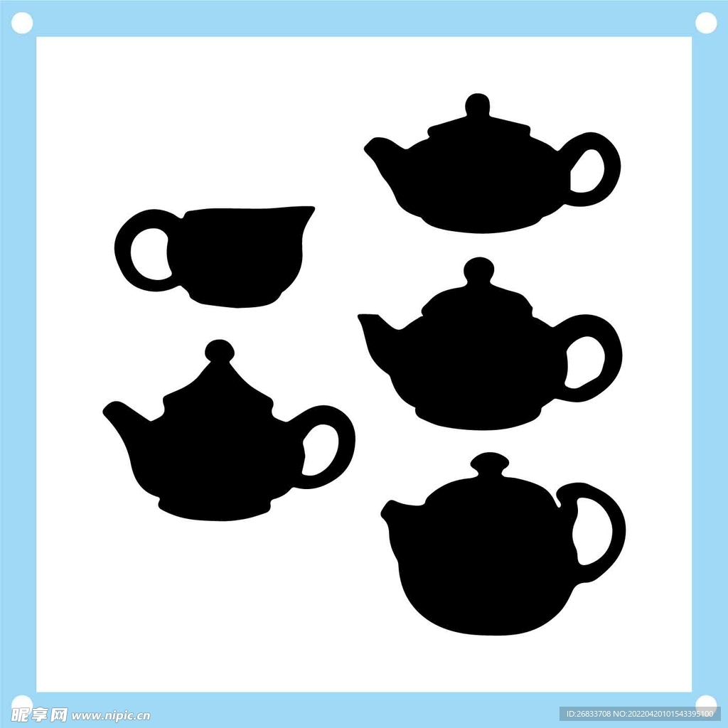 茶壶剪影卡通图片素材