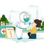 鼻咽拭子卡通素材图新冠