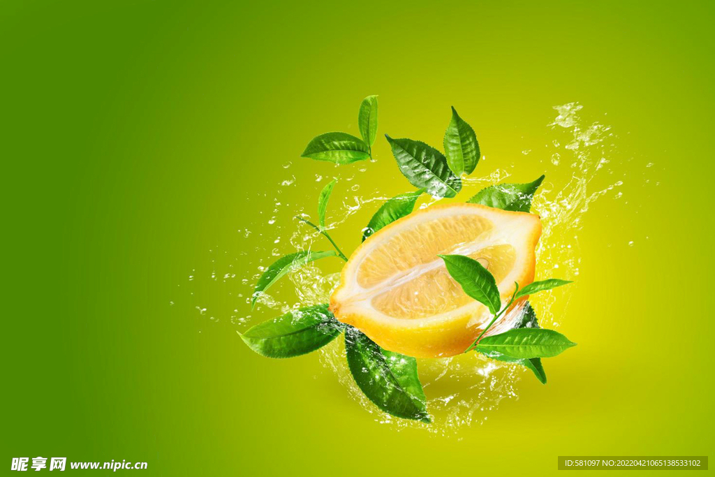 绿色柠檬海报背景图