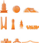 杭州建筑橙色渐变