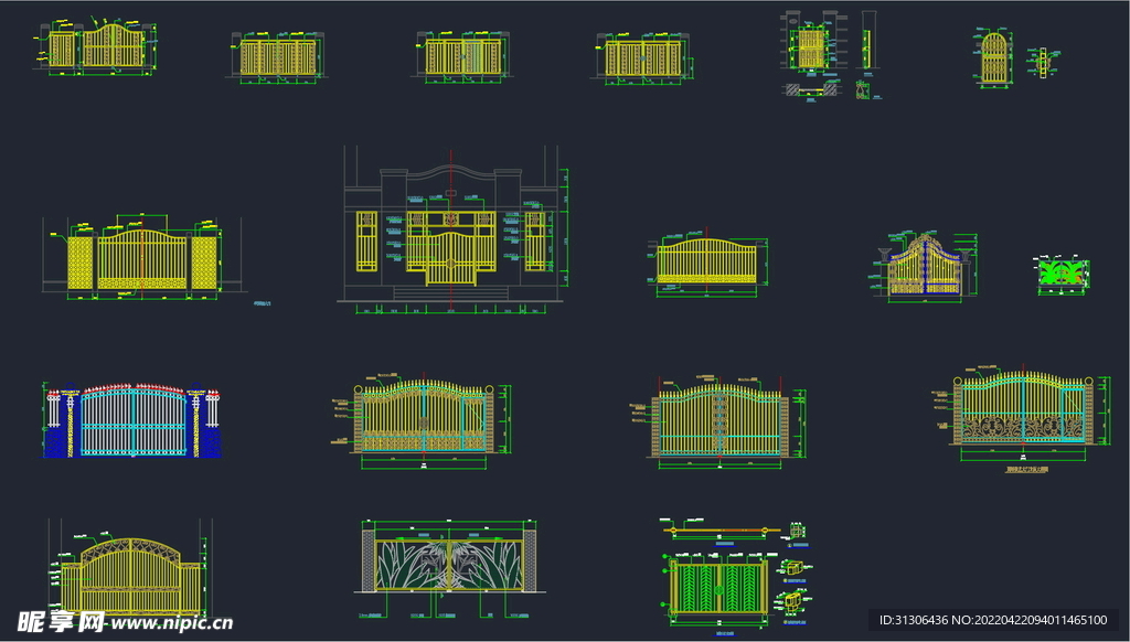 大门设计 铁艺设计立面图cad