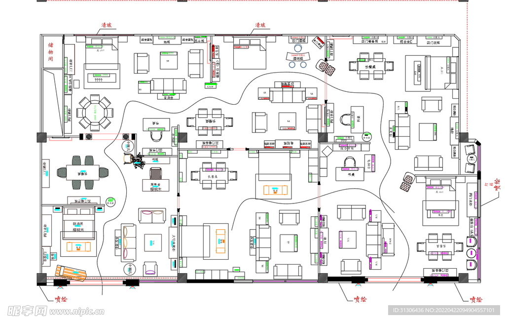 家具专卖店平面图cad