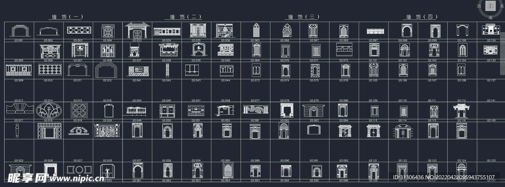 墙饰装修图库设计cad