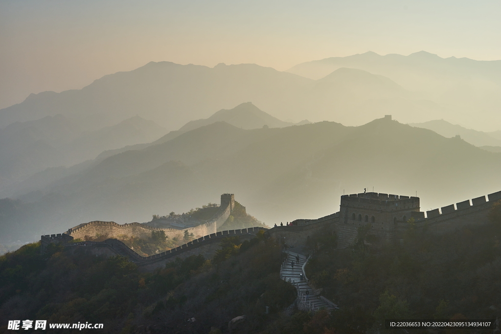 长城日落风景