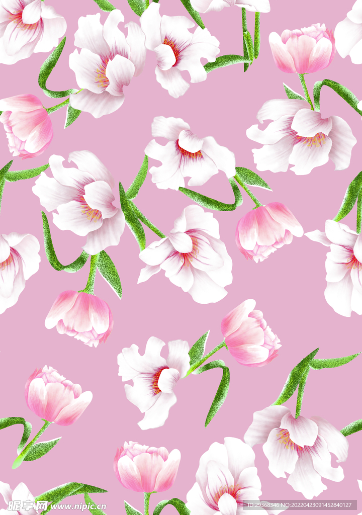 手绘粉花