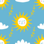 卡通太阳表情云朵背景拼贴