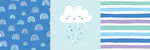 手绘卡通彩虹 云朵 手绘雨点