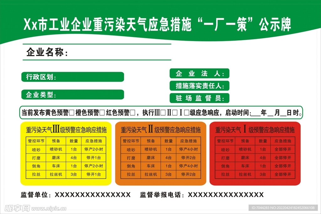 重污染天气一厂一策牌